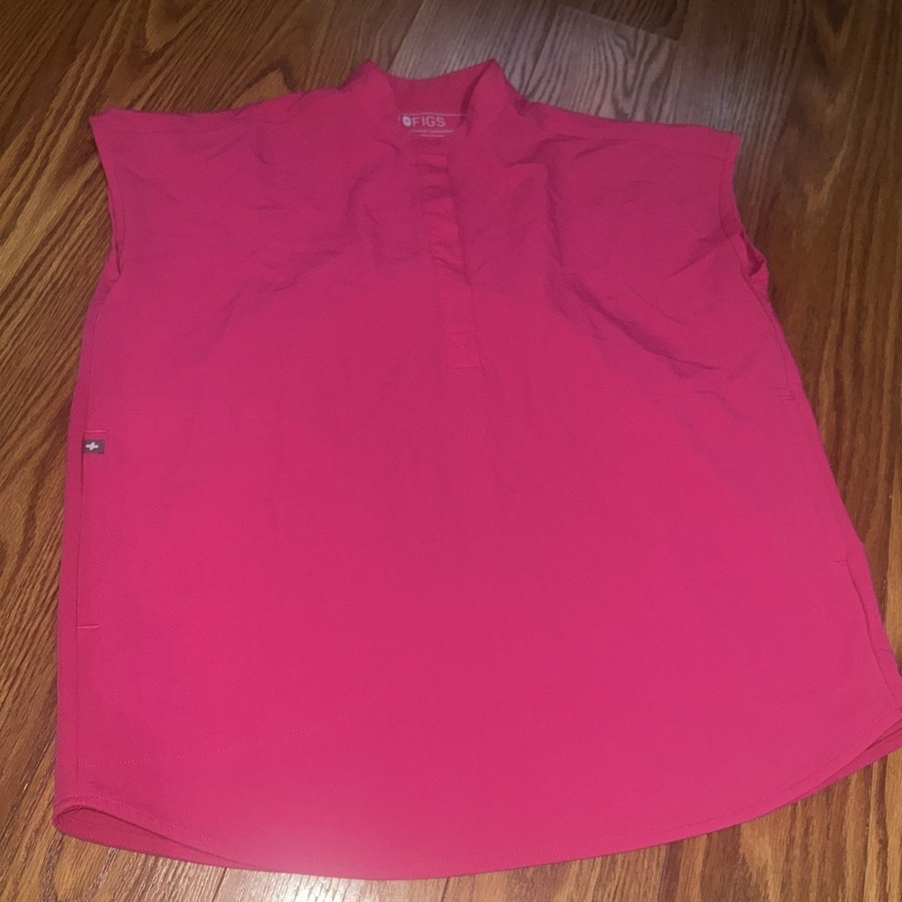 FIGS Rafaela Oversized Scrub Top LIMITED Shocking Pink Technical Collection XS